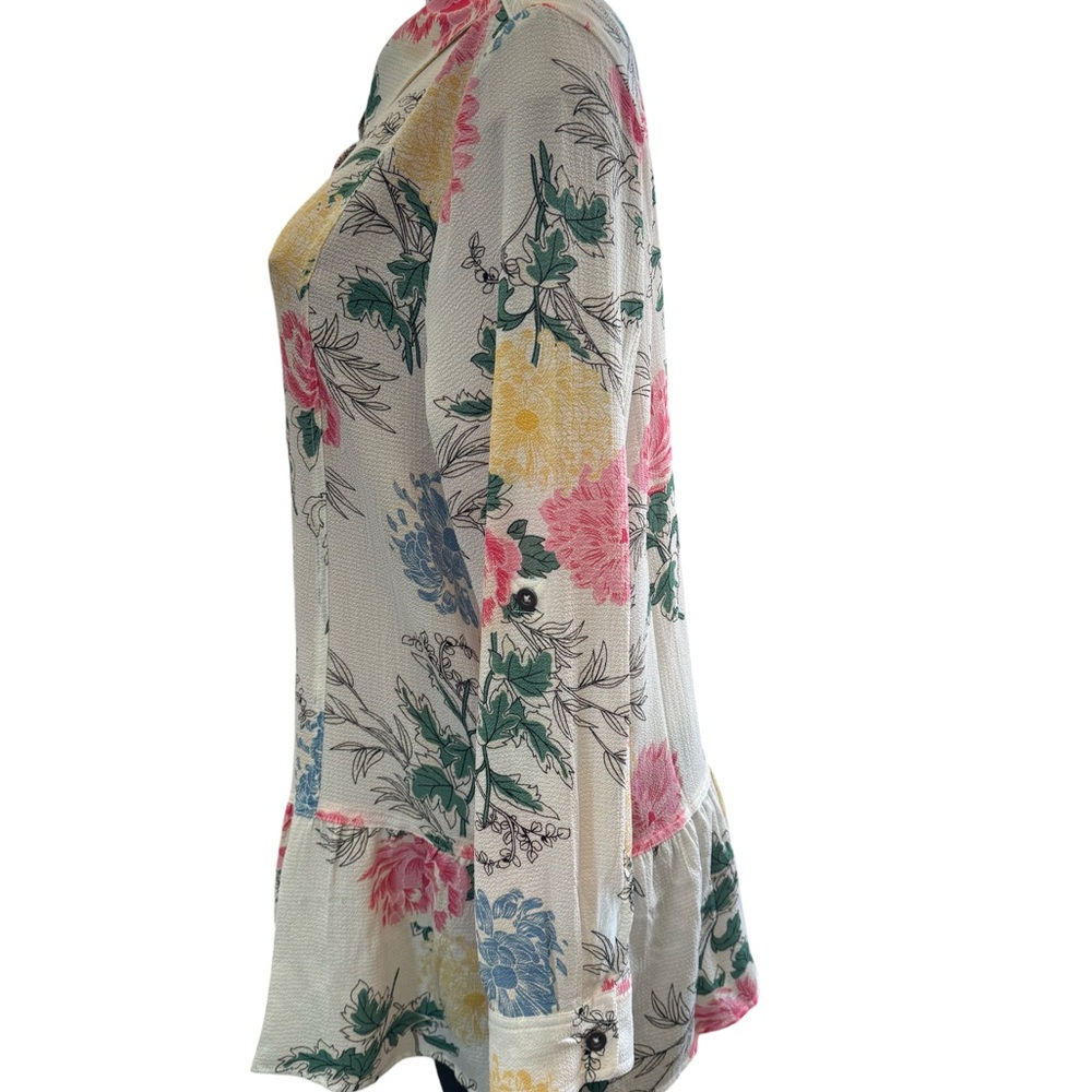 Floral Button-Up Blouse - Multicolor - Picture 7 of 8